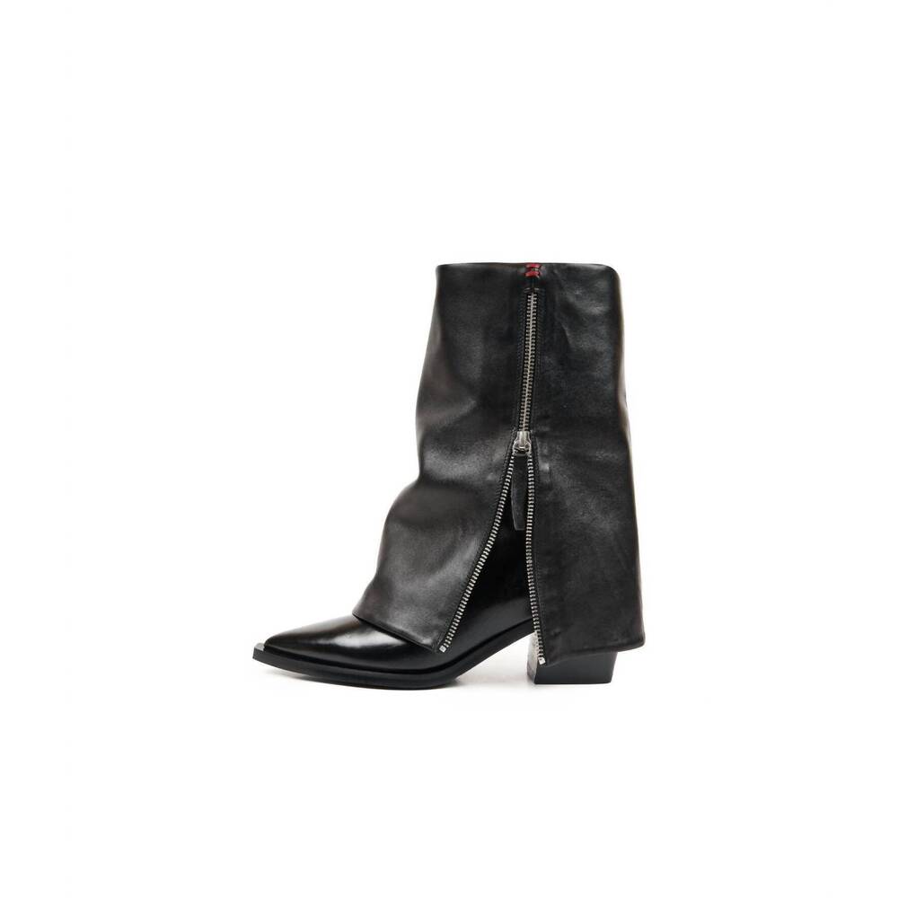 NEW HALMANERA women's foldover lug sole boot in black - Picture 1 of 5